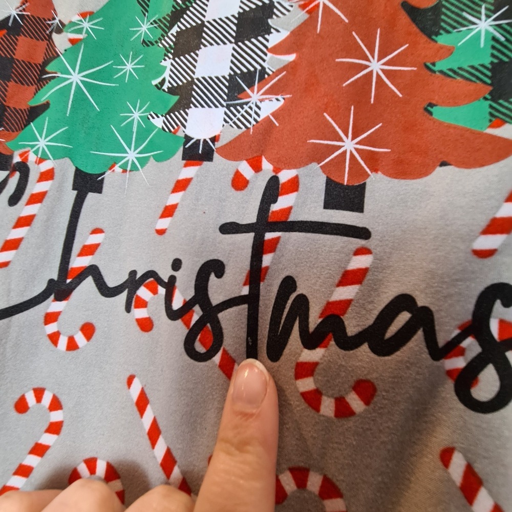 Not A Morning Person Candy Cane Pajama Size S Merry Christmas Tree Gray Soft Bow - Picture 7 of 14